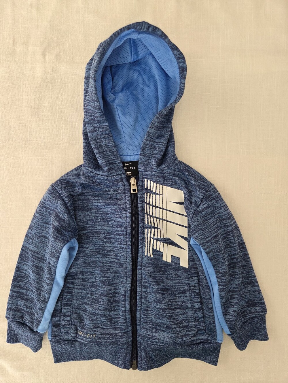 Nike Toddler Blue Heather Hooded Zip One-Piece with Light Blue Accents